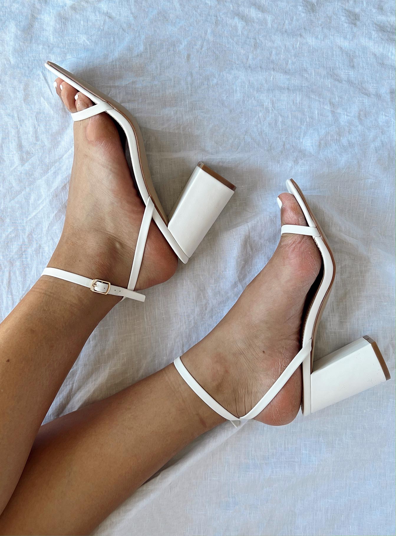 White Heels | White Block Heels | White Strappy Heels | EGO