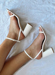 Nightfall Ankle Strap Block Heels Matte White