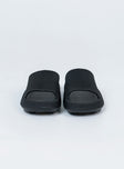 Slides 100% EVA Lightweight rubber  Single wide upper  Rounded toe 