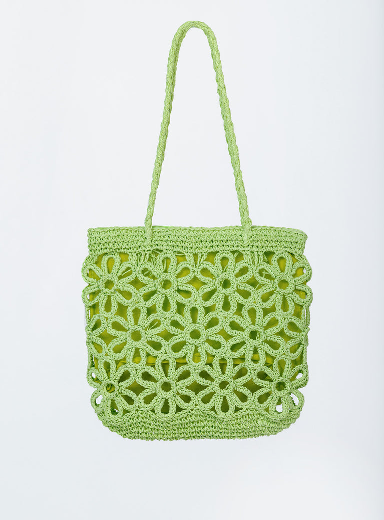 Tote bag  50% paper 50% polyester Crochet design Twin handles  One main compartment Fully lined 