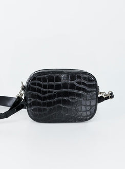 Crossbody bag  Princess Polly Exclusive Faux leather material  Croc print  Removable & adjustable crossbody strap  Silver-toned hardware  Two internal pockets  Flat base 