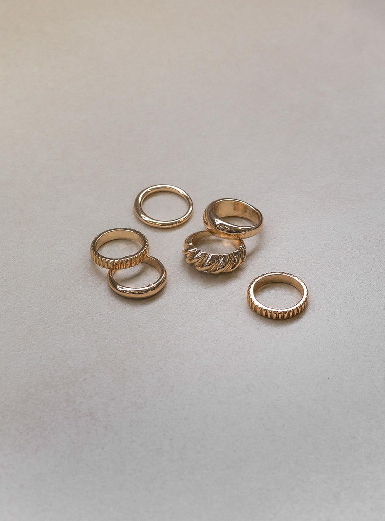 Ring pack Pack of six Gold-toned bands  Lightweight 