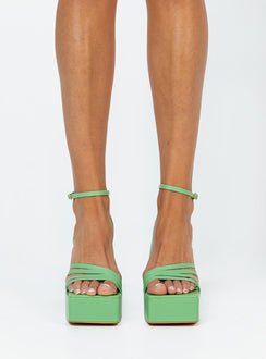 Heels  Princess Polly Exclusive Faux leather material  Strappy upper  Ankle wrap strap  Buckle fastening  Platform base  Block heel 