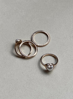 Ring pack Pack of four Gold-toned Pearl detail Thin bands