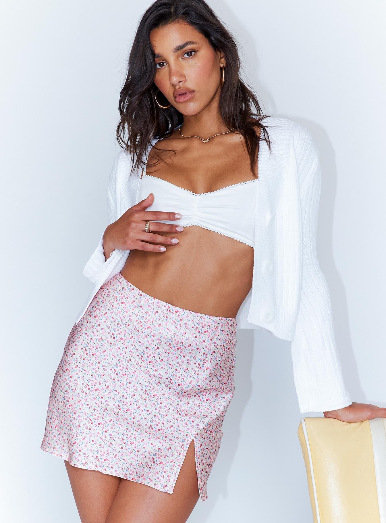   front view of model wearing Princess Polly Edge Of Paradise Mini Skirt 