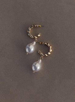 Earrings Stud fastening  Gold-toned  Pearl drop charm 