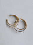 Earrings Hoop design Stud fastening Diamante detail Gold-toned