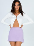   front view of model wearing Princess Polly Selby Mini Skirt Lilac 