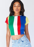 front view of model wearing Princess Polly Mallory Stripe Top Multi 