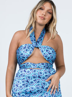 front view of model wearing Princess Polly Infinite Love Top Blue 