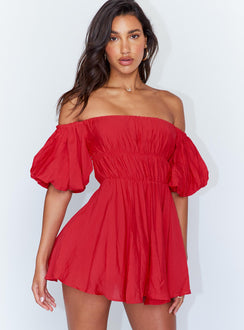 back view of model wearing Princess Polly Halton Mini Dress Red 