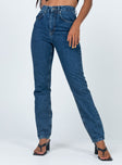 front view of model wearing Princess Polly Ragged Priest Cougar Jean Indigo Denim Mid Rise 