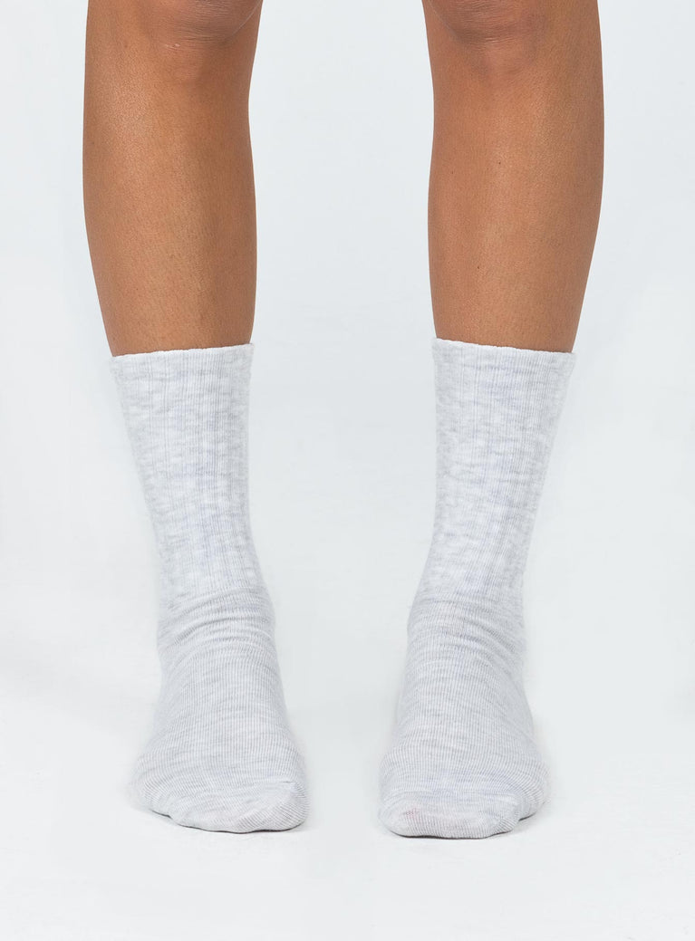 Socks 78% organic Cotton 12% polyester 10% spandex Crew style  Ribbed material  OSFM