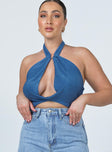 front view of model wearing Princess Polly Monroe Top Blue 