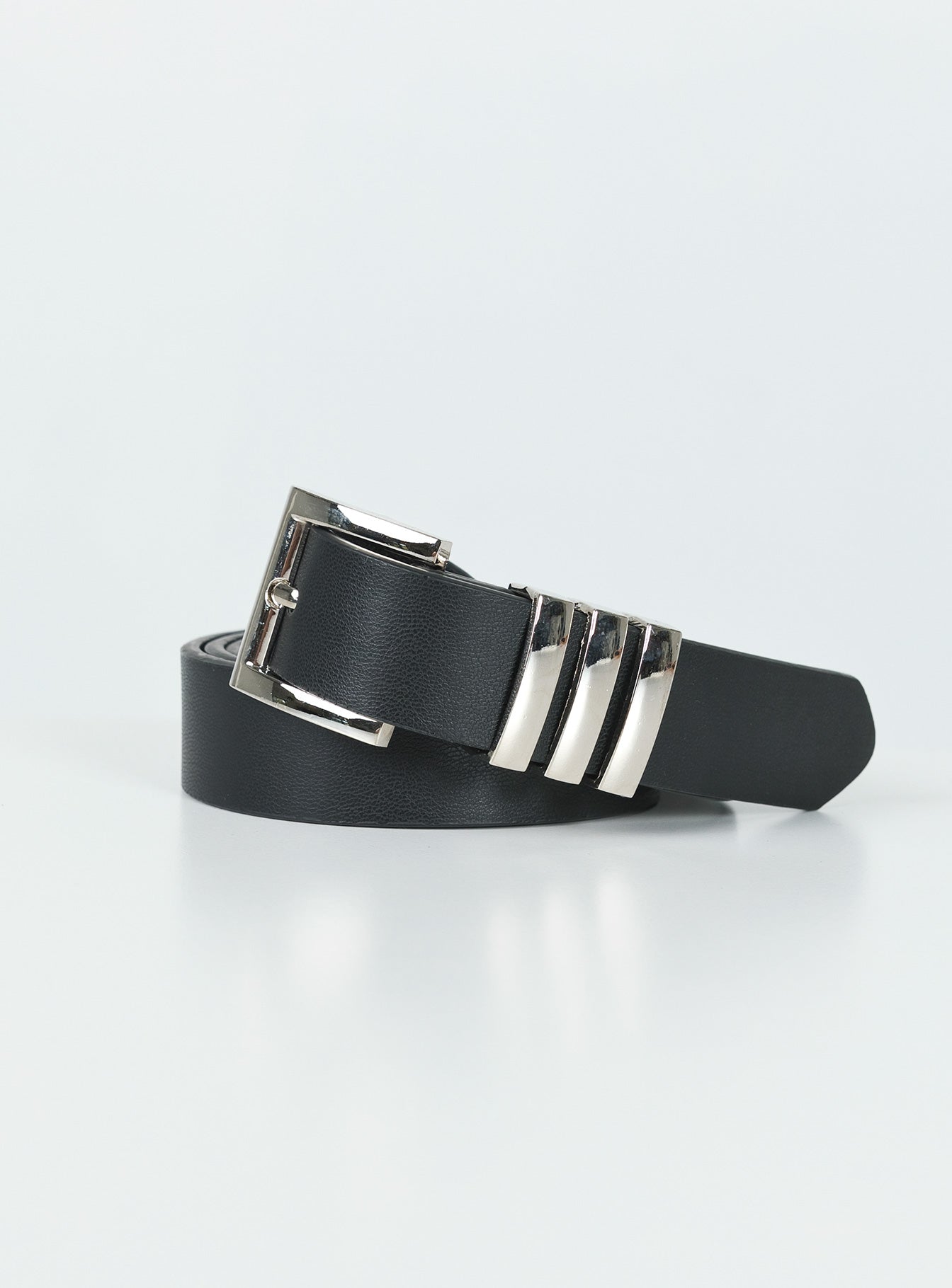 Belt Faux leather material Silver-toned hardware