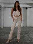 Front view of model wearing  front Princess Polly High Waisted Pants  JGR & STN Lil Snake Pant Grey Snake