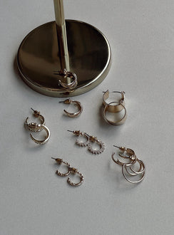 Earring pack Pack of six styles All hoop design Stud fastening Gold-toned Each style differs