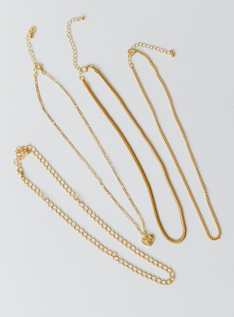 Necklace set Pack of four Figaro chain with pendant Snake chain Loop chains Lobster clasp fastening