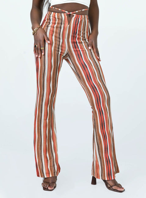 back view of model wearing Princess Polly Arizona Flare Pants Multi 