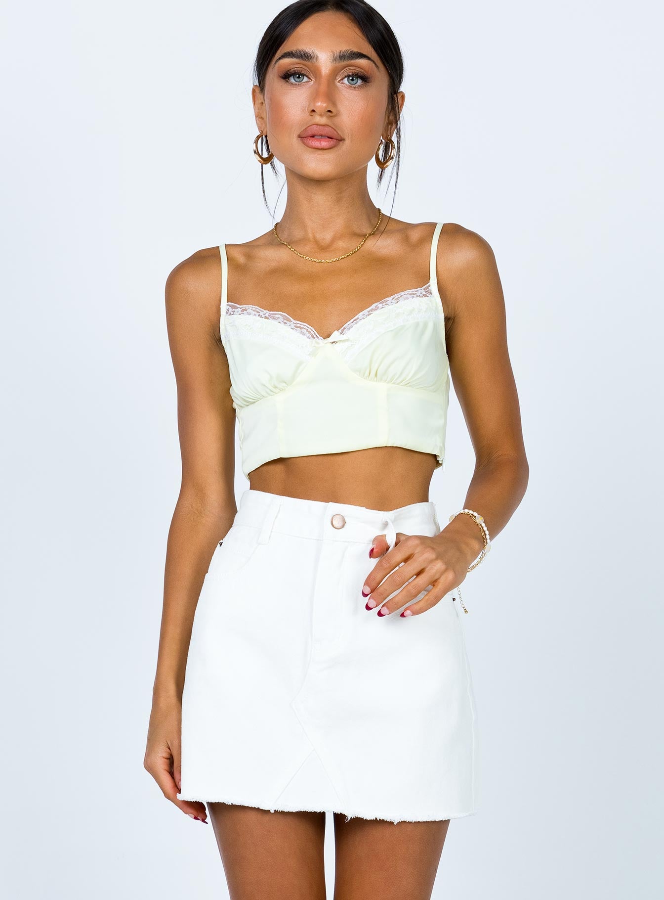 Hallie Denim Mini Skirt White