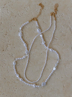 Necklace set Pearl beaded design Gold-toned hardware  Lobster clasp fastening 