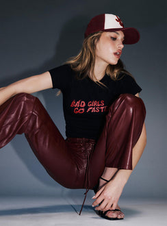 product Princess Polly Short Sleeves High Neck  JGR & STN Faster Baby Tee Black