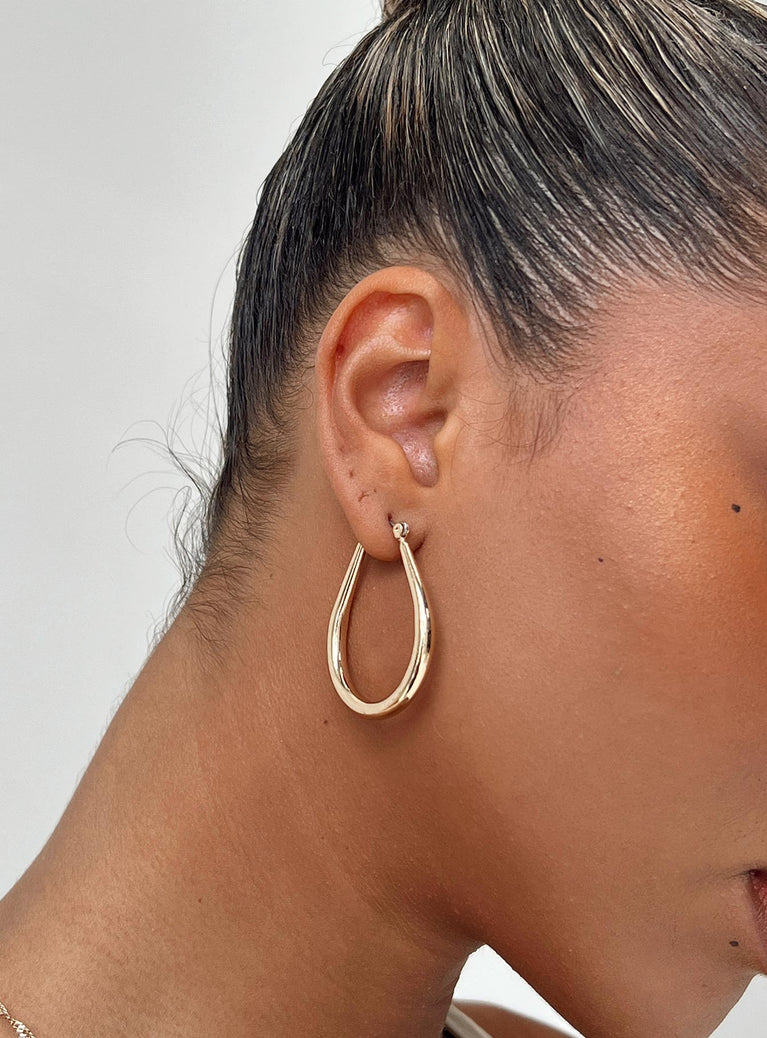 Gold earrings Gold toned Hoop fastening