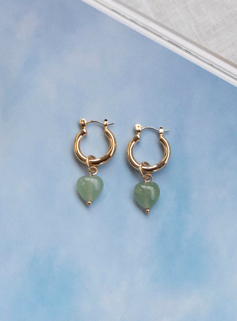 Breaking Hearts Earrings Green