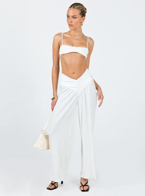 product Princess Polly High Waisted Pants  Mathea Plisse Pants Ivory