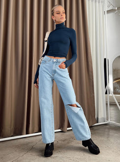 product Princess Polly Full Sleeves High Neck  Elysium Long Sleeve Turtleneck Top Navy