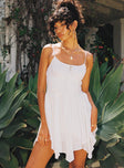 Front view of model wearing  front Princess Polly Sweetheart Neckline  Barrett Mini Dress White