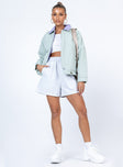 Oversized jacket Padded material  Classic collar  Zip front fastening  Twin hip pockets  Drawstring waist 