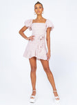 front view of model wearing Princess Polly Annie Mini Dress Pink 