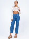 front view of model wearing Princess Polly Zaire Mom Denim Jeans High Waisted 