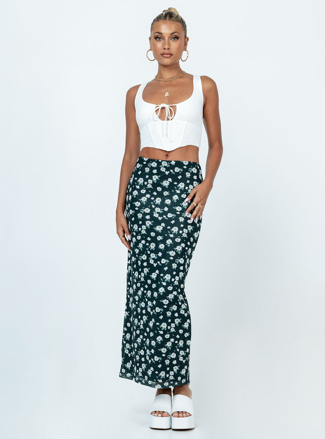 product Knox Maxi Skirt Black Floral Princess Polly  Maxi 