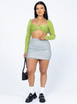   front view of model wearing Princess Polly Cove Mini Skirt Green 