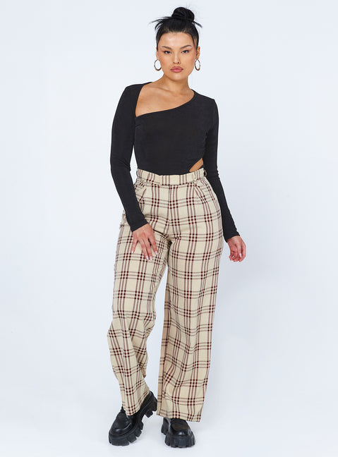 front view of model wearing Princess Polly Maira Long Sleeve Bodysuit Black Full Sleeves Asymmetric Neckline 