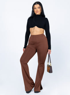 front view of model wearing Princess Polly Tala Pants Brown 