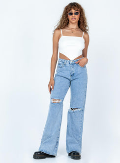 front view of model wearing Princess Polly Polina Top White Sleeveless Square Neck 