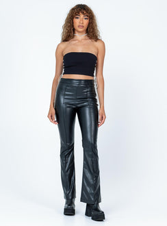 front view of model wearing Princess Polly Idaho Strapless Top Black Sleeveless Square Neck 