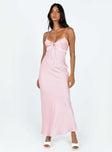 Front view of model wearing  front Princess Polly Asymmetric Neckline  Emily Maxi Dress Pink