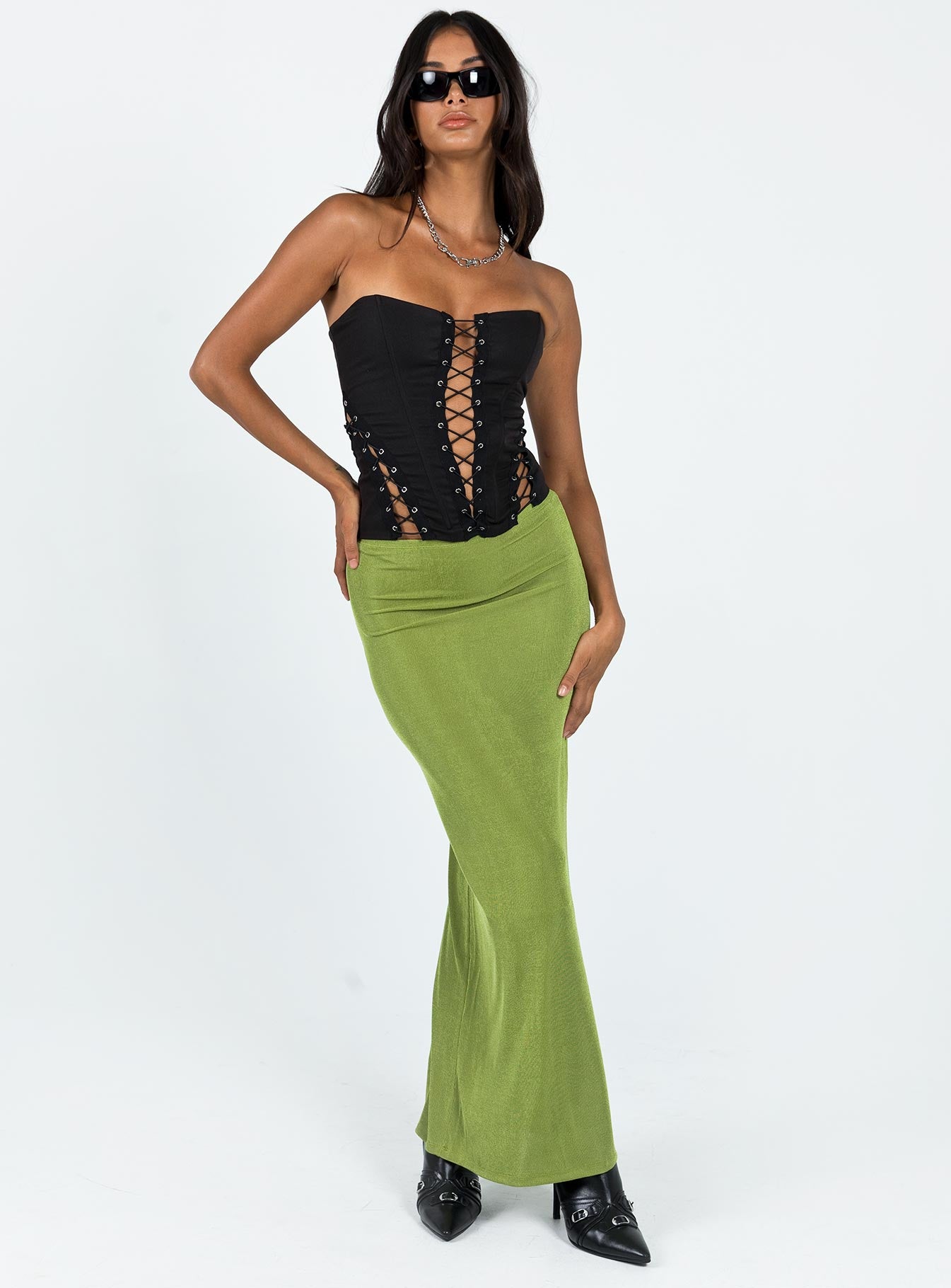 product Harriette Maxi Skirt Green Princess Polly  Midi Skirts 