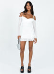 product Princess Polly Asymmetric Neckline  Viva Long Sleeve Mini Dress White