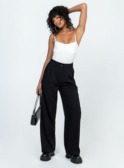 back view of model wearing Princess Polly Allred Bodysuit White Sleeveless Square Neck 