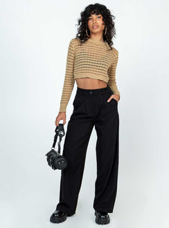 Terra Knit Sweater Beige Princess Polly  Cropped 