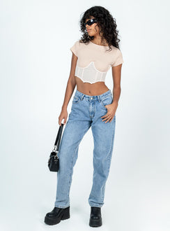 product Princess Polly Short Sleeves Sweetheart  Not Your Baby Corset Cream