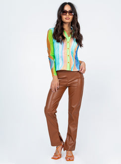 front view of model wearing Princess Polly Jolene Long Sleeve Top Multi 