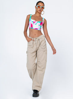 front view of model wearing Princess Polly Mikayle Top Multi Sleeveless Sweetheart 