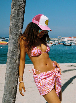 Sarong pink floral design Printed design Tie side fastening