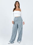 Front view of model wearing  front Princess Polly High Waisted Pants  Bando Cargo Pants Grey